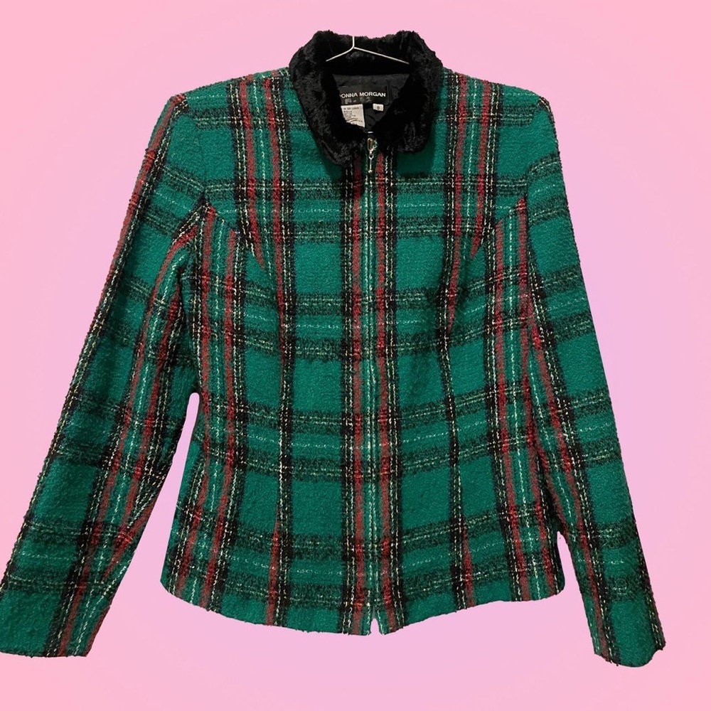 Fur collared zip blazer